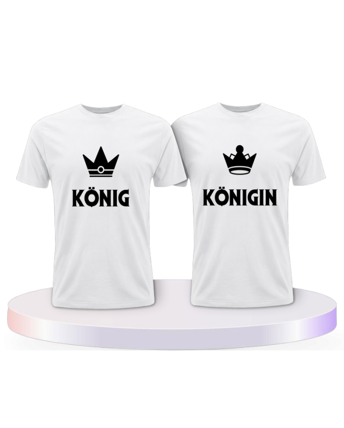 König & Königin mit kleinen Kronen Couple T-Shirts kaufen | Paarpulli