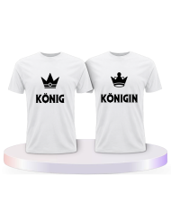König & Königin mit kleinen Kronen Couple T-Shirts kaufen | Paarpulli