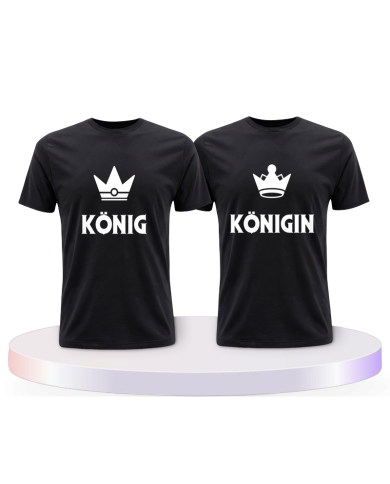 König & Königin mit kleinen Kronen Couple T-Shirts kaufen | Paarpulli