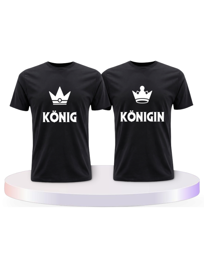 König & Königin mit kleinen Kronen Couple T-Shirts kaufen | Paarpulli