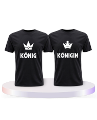 König & Königin mit kleinen Kronen Couple T-Shirts kaufen | Paarpulli