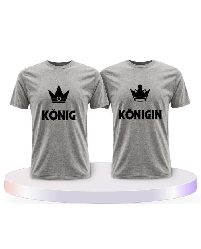 König & Königin mit kleinen Kronen Couple T-Shirts kaufen | Paarpulli