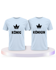 König & Königin mit kleinen Kronen Couple T-Shirts kaufen | Paarpulli
