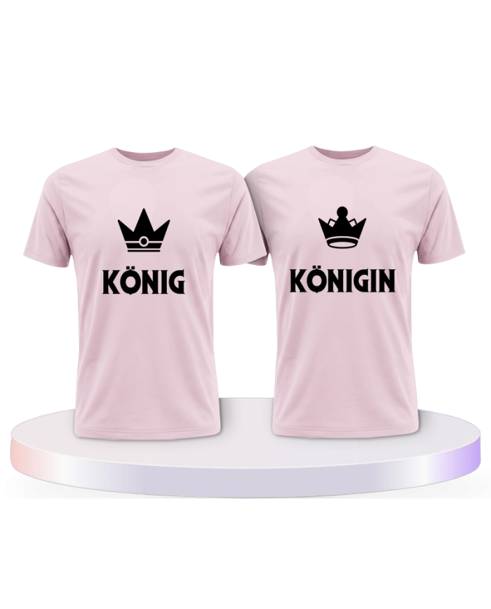 König & Königin mit kleinen Kronen Couple T-Shirts kaufen | Paarpulli
