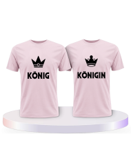 König & Königin mit kleinen Kronen Couple T-Shirts kaufen | Paarpulli