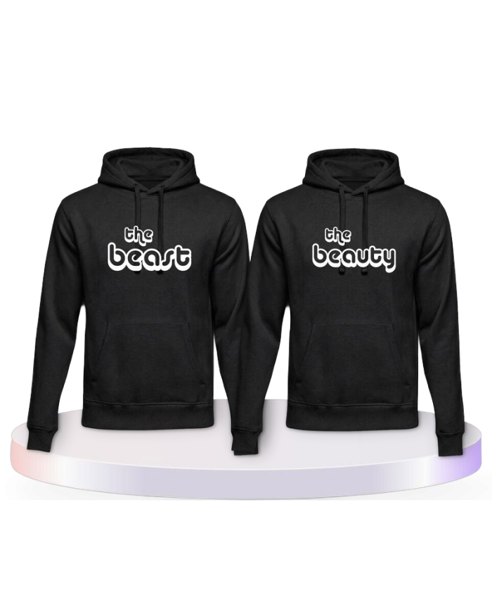 Partnerlook Hoodies mit The Beast und The Beauty | Paarpulli