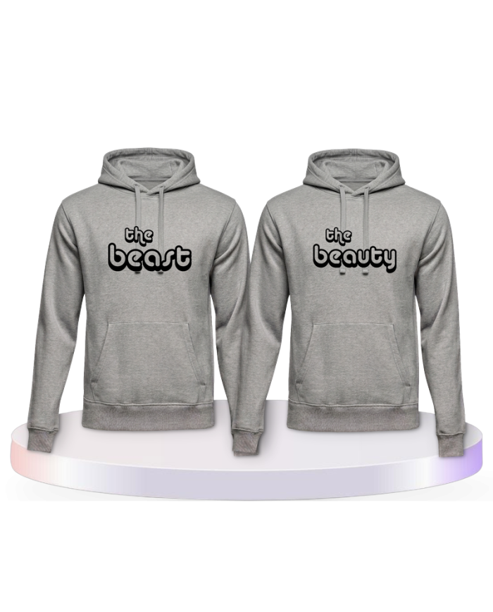 Partnerlook Hoodies mit The Beast und The Beauty | Paarpulli