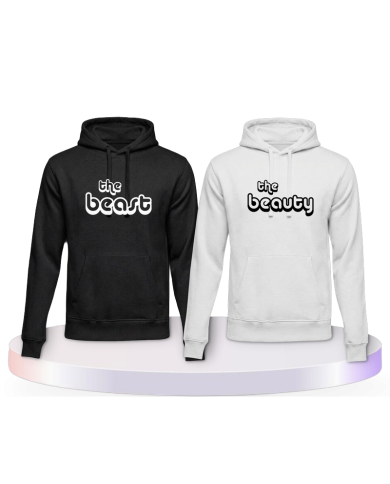 Partnerlook Hoodies mit The Beast und The Beauty | Paarpulli