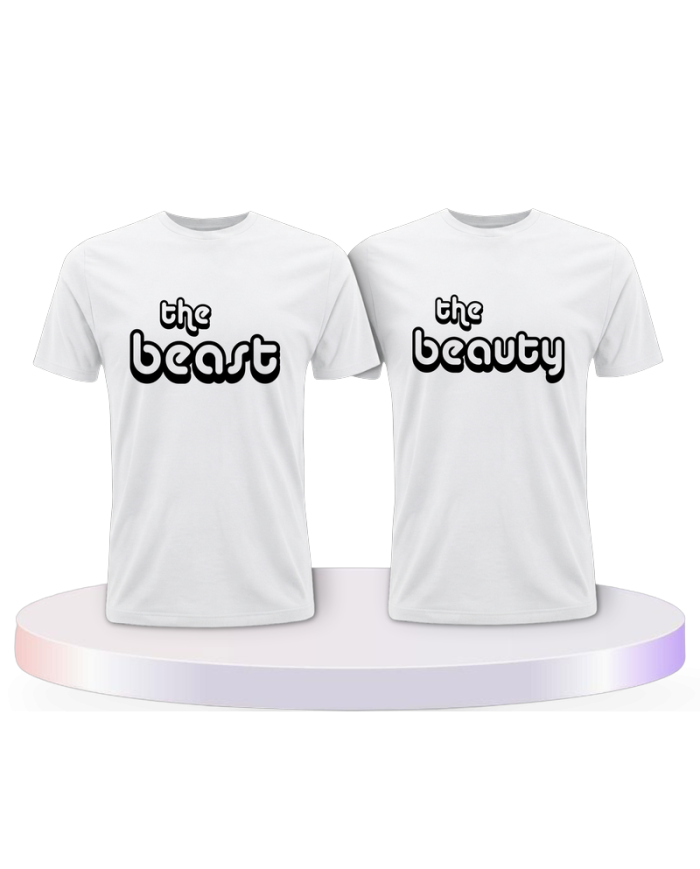 Partnerlook T-Shirts mit The Beast und The Beauty | Paarpulli