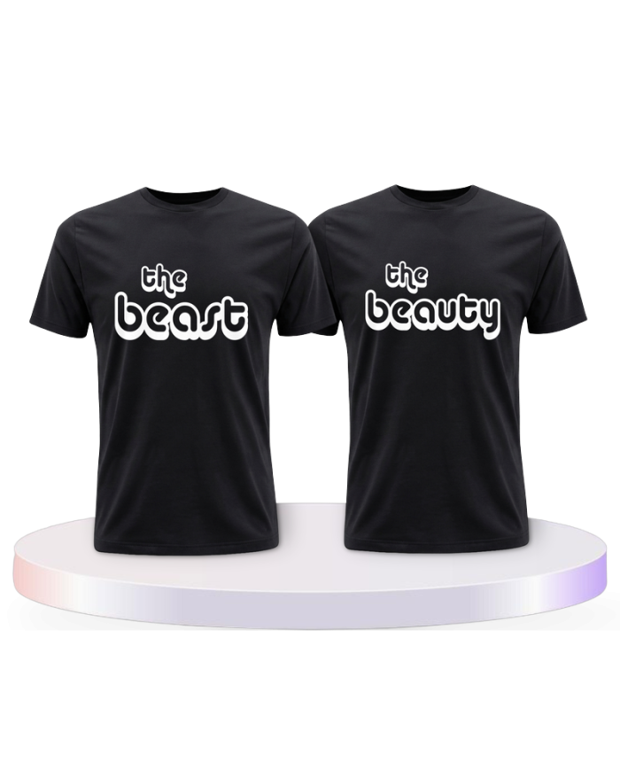 Partnerlook T-Shirts mit The Beast und The Beauty | Paarpulli