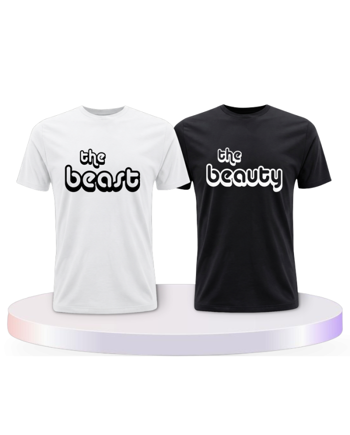 Partnerlook T-Shirts mit The Beast und The Beauty | Paarpulli