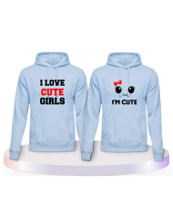 I Love Cute Girls Pärchen Hoodies mit Herz | Paarpulli