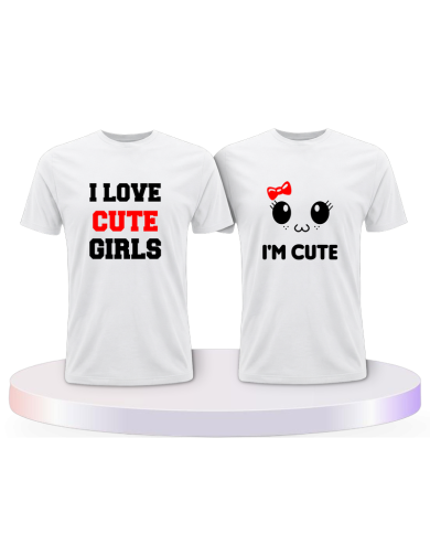 I Love Cute Girls als Couple T-Shirts kaufen | Paarpulli