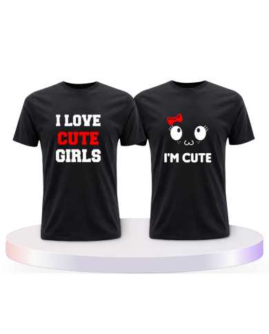 I Love Cute Girls als Couple T-Shirts kaufen | Paarpulli