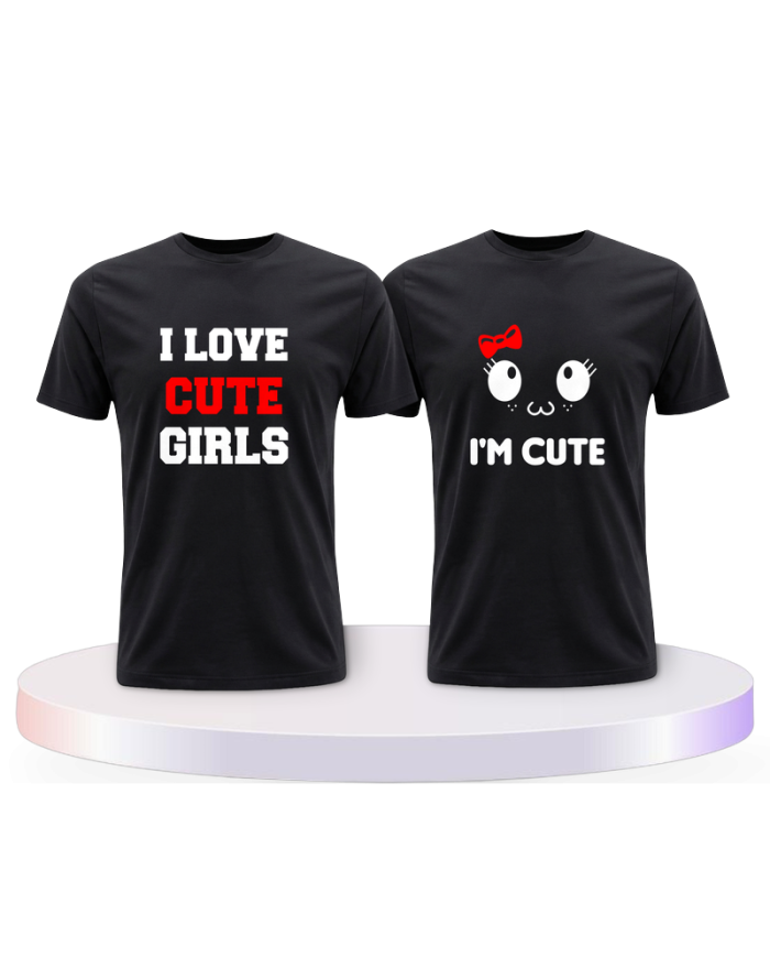I Love Cute Girls als Couple T-Shirts kaufen | Paarpulli