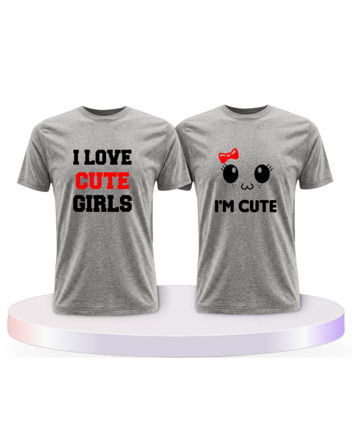 I Love Cute Girls als Couple T-Shirts kaufen | Paarpulli
