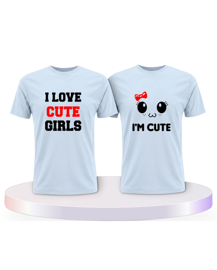 I Love Cute Girls als Couple T-Shirts kaufen | Paarpulli
