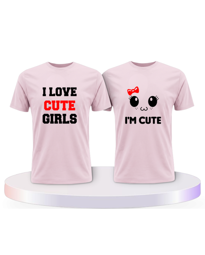 I Love Cute Girls als Couple T-Shirts kaufen | Paarpulli