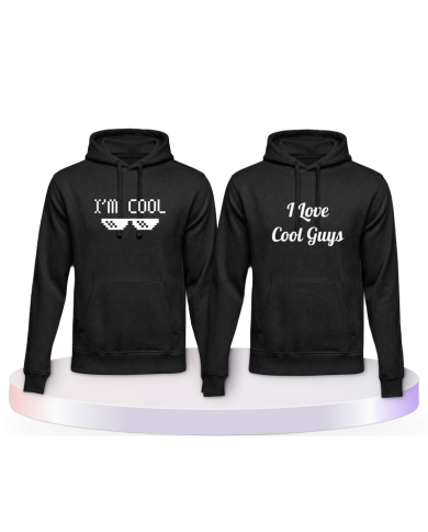 Gemeinsamer Look: I'm Cool und I love Cool Guys Hoodies | Paarpulli