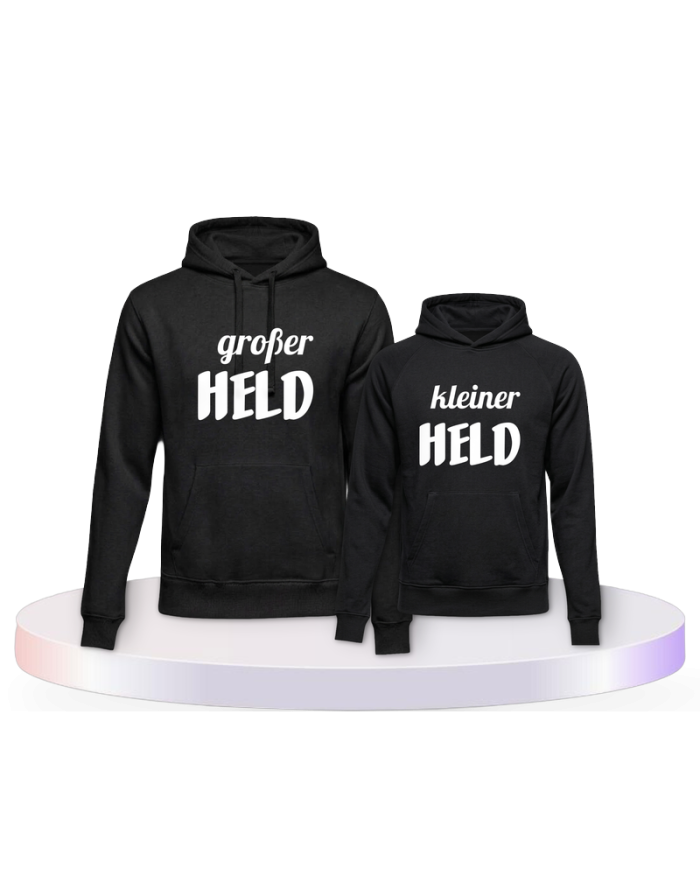 Großer Held kleiner Held Eltern-Kind Hoodies | Paarpulli