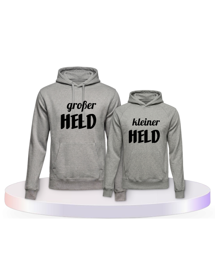 Großer Held kleiner Held Eltern-Kind Hoodies | Paarpulli