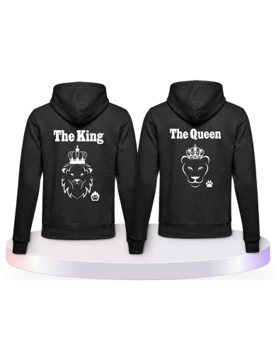Gemeinsamer Look: King & Queen Löwen Design Hoodies | Paarpulli