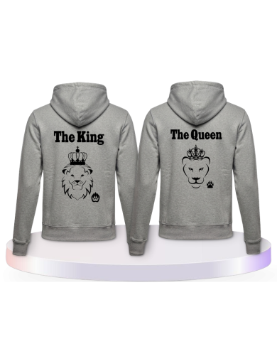 Gemeinsamer Look: King & Queen Löwen Design Hoodies | Paarpulli