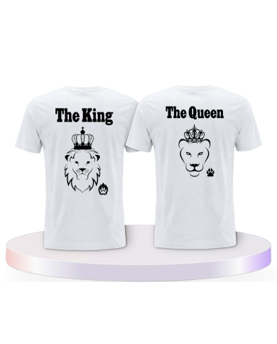 King & Queen Löwen Design Couple T-Shirts kaufen | Paarpulli