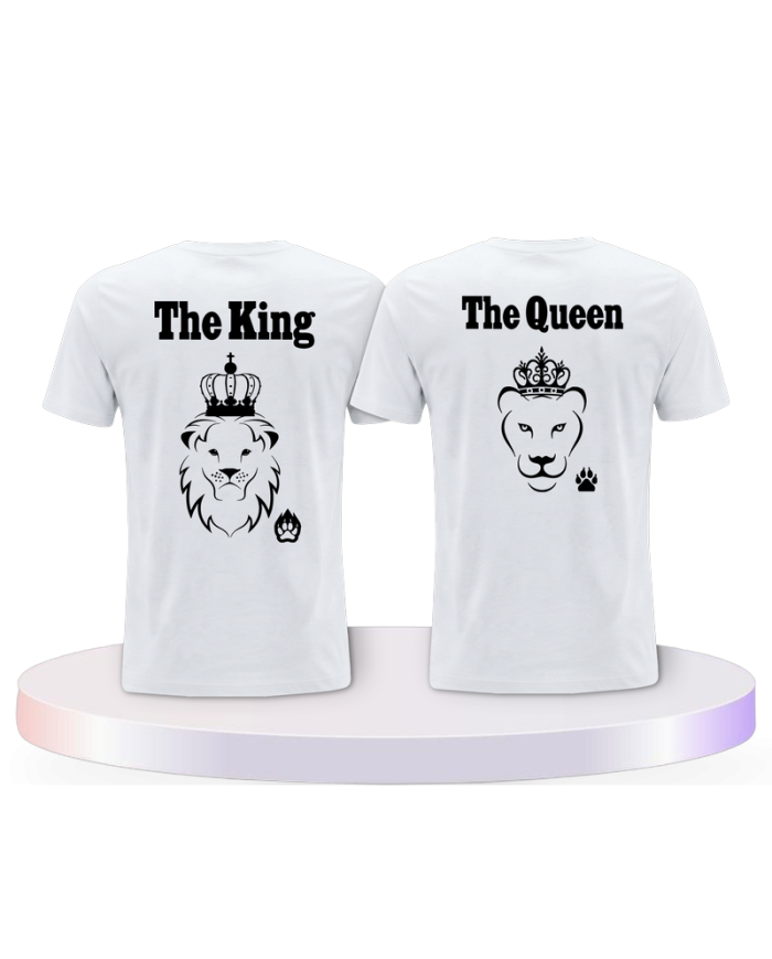 King & Queen Löwen Design Couple T-Shirts kaufen | Paarpulli