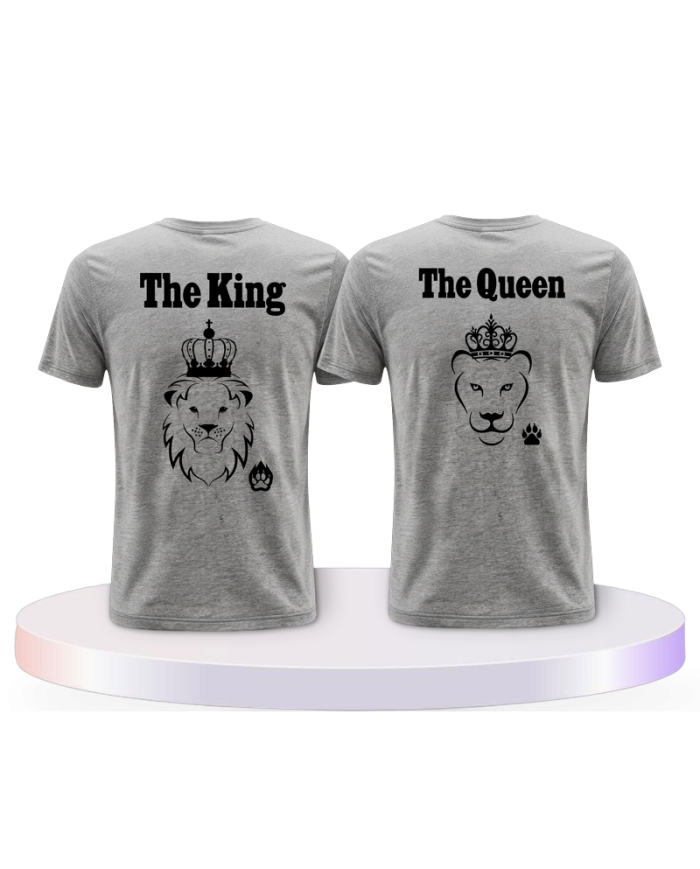 King & Queen Löwen Design Couple T-Shirts kaufen | Paarpulli