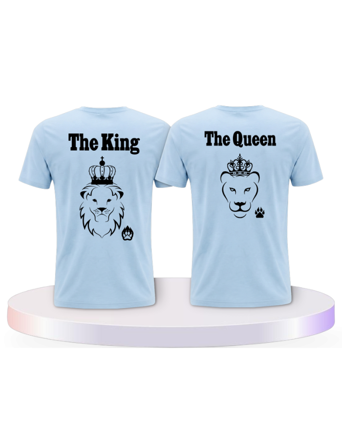 King & Queen Löwen Design Couple T-Shirts kaufen | Paarpulli