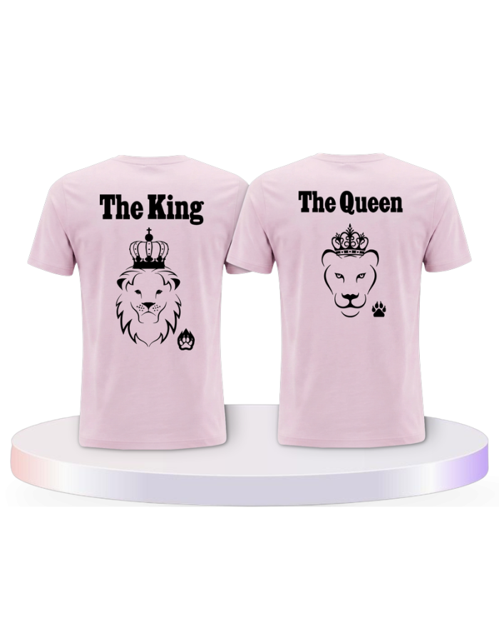 King & Queen Löwen Design Couple T-Shirts kaufen | Paarpulli