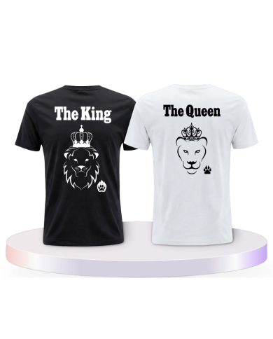 King & Queen Löwen Design Couple T-Shirts kaufen | Paarpulli