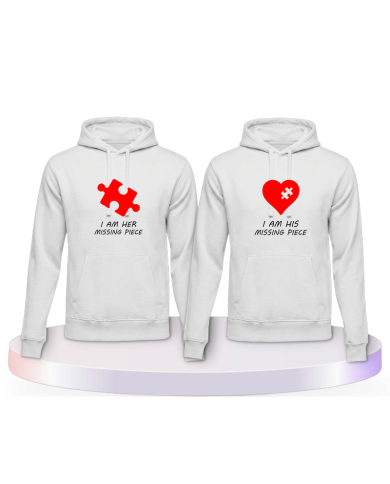 Missing Pieces mit Puzzle Stück und Herz Pärchen Hoodies | Paarpulli