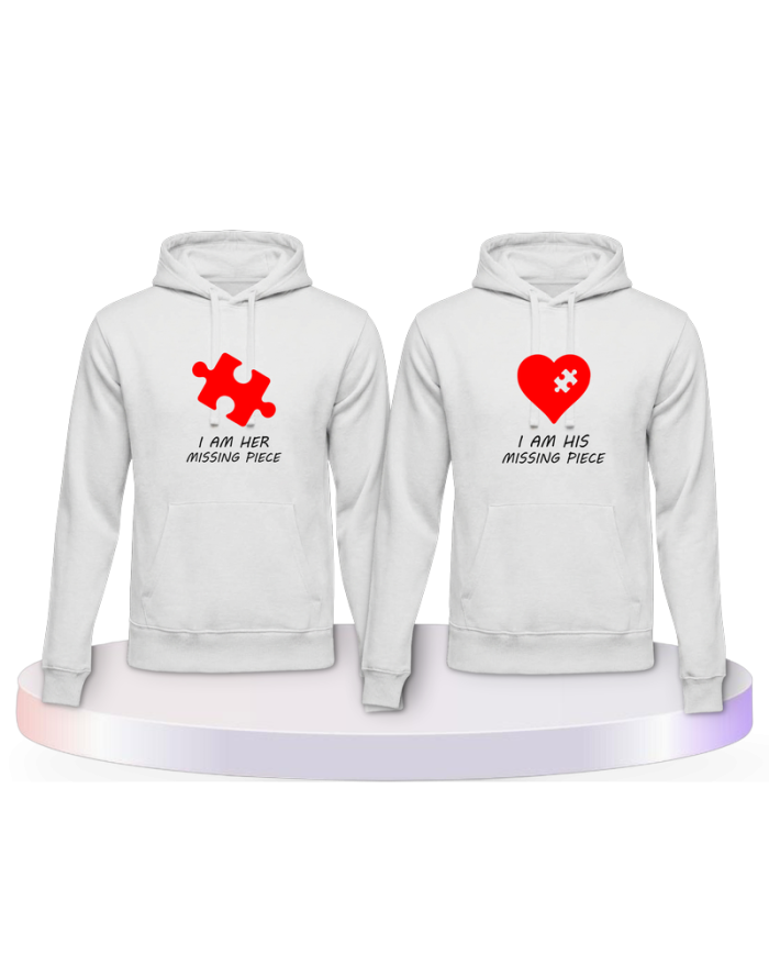Missing Pieces mit Puzzle Stück und Herz Pärchen Hoodies | Paarpulli