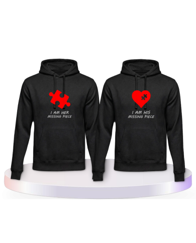 Missing Pieces mit Puzzle Stück und Herz Pärchen Hoodies | Paarpulli