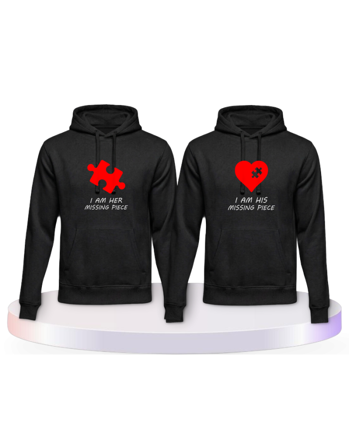 Missing Pieces mit Puzzle Stück und Herz Pärchen Hoodies | Paarpulli