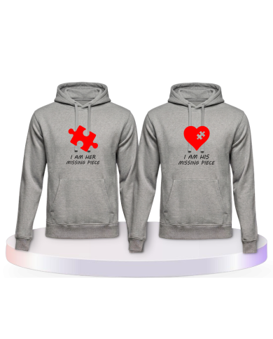 Missing Pieces mit Puzzle Stück und Herz Pärchen Hoodies | Paarpulli