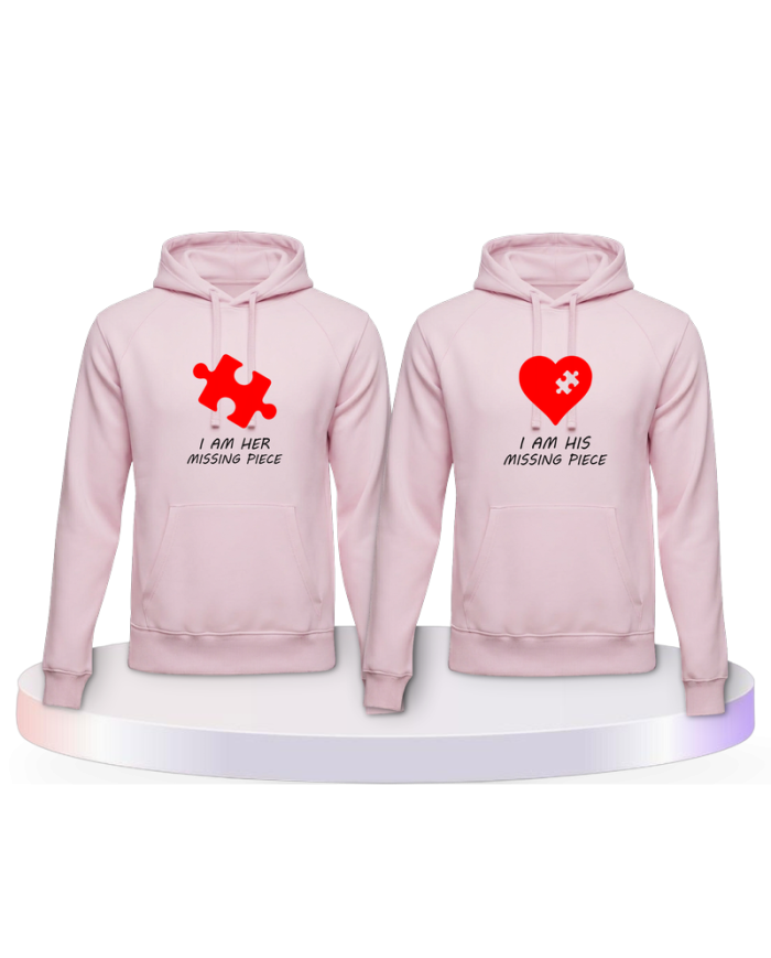 Missing Pieces mit Puzzle Stück und Herz Pärchen Hoodies | Paarpulli