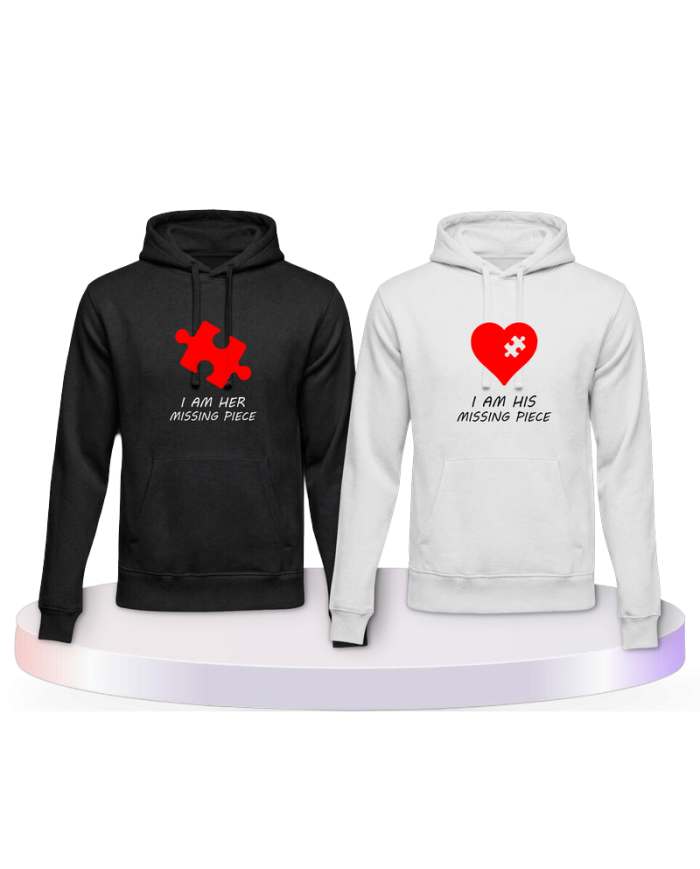 Missing Pieces mit Puzzle Stück und Herz Pärchen Hoodies | Paarpulli
