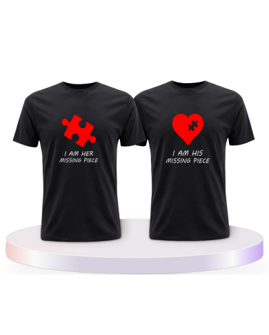 Missing Pieces mit Puzzle Stück und Herz Pärchen T-Shirts | Paarpulli
