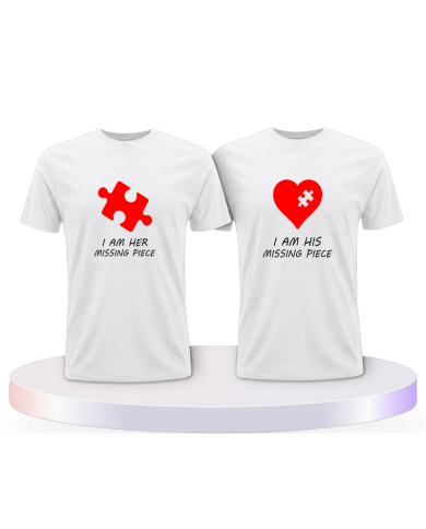 Missing Pieces mit Puzzle Stück und Herz Pärchen T-Shirts | Paarpulli