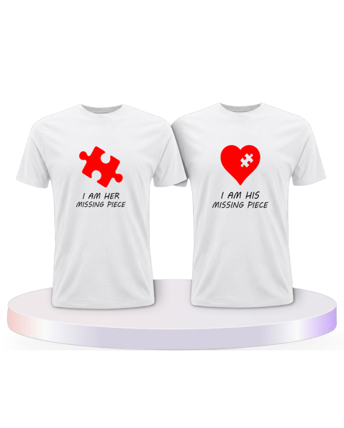 Missing Pieces mit Puzzle Stück und Herz Pärchen T-Shirts | Paarpulli