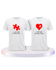 Missing Pieces mit Puzzle Stück und Herz Pärchen T-Shirts | Paarpulli