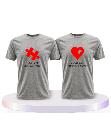 Missing Pieces mit Puzzle Stück und Herz Pärchen T-Shirts | Paarpulli