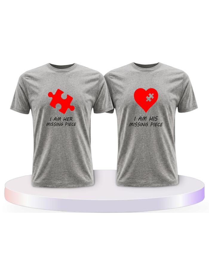 Missing Pieces mit Puzzle Stück und Herz Pärchen T-Shirts | Paarpulli