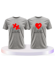 Missing Pieces mit Puzzle Stück und Herz Pärchen T-Shirts | Paarpulli
