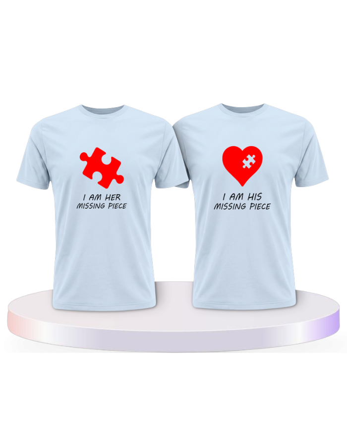 Missing Pieces mit Puzzle Stück und Herz Pärchen T-Shirts | Paarpulli