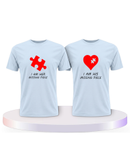 Missing Pieces mit Puzzle Stück und Herz Pärchen T-Shirts | Paarpulli