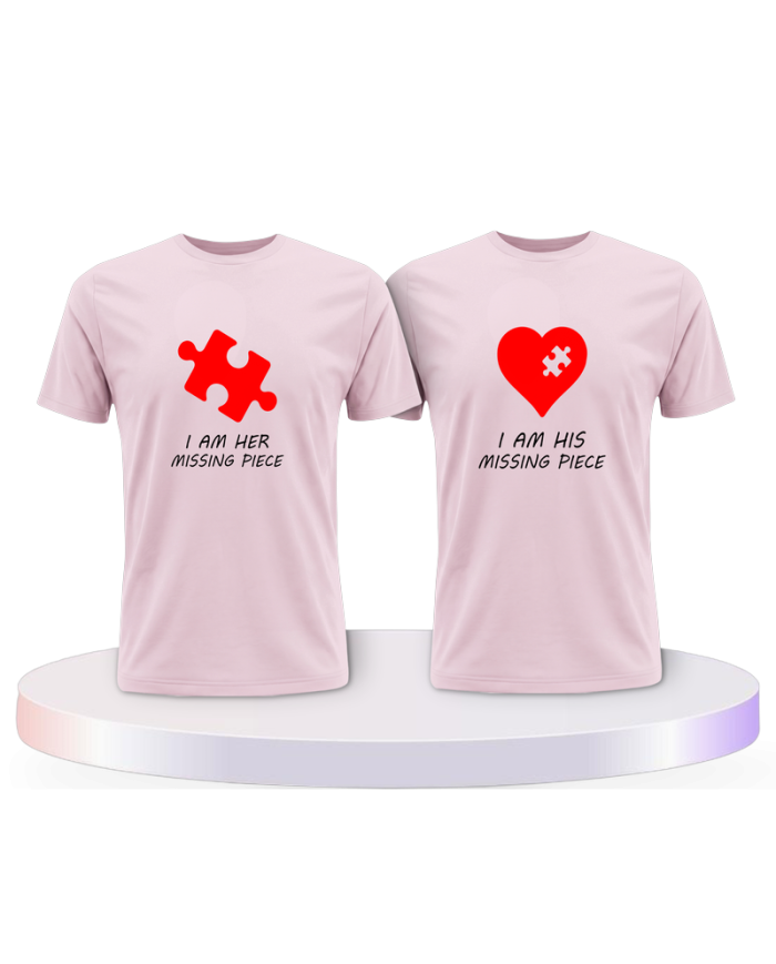 Missing Pieces mit Puzzle Stück und Herz Pärchen T-Shirts | Paarpulli